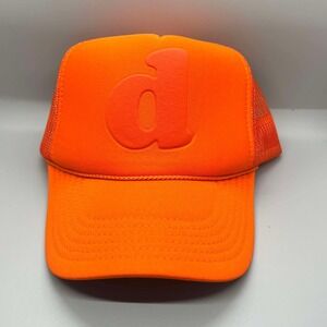 OTTO Letter D‎ Neon Orange 5 Panel High Crown Mesh Trucker SnapBack Hat Rare